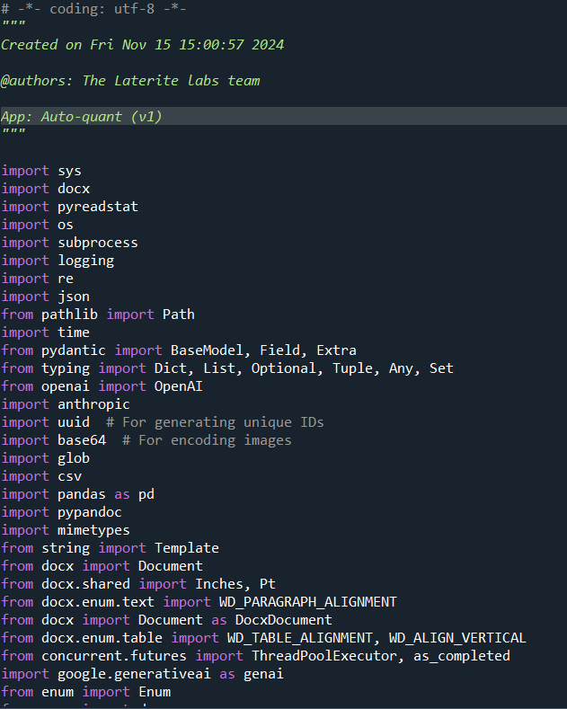 Auto-quant Python Code - Laterite Labs Innovation